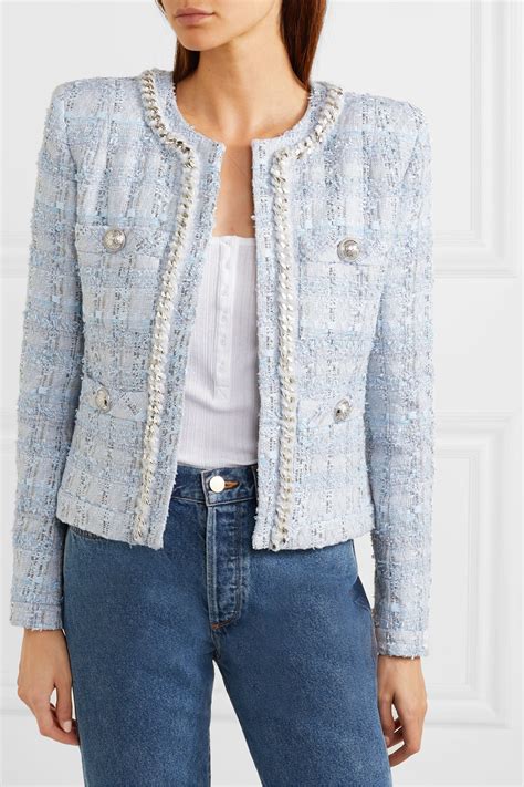 tweed blazer chanel style|chanel tweed jacket price.